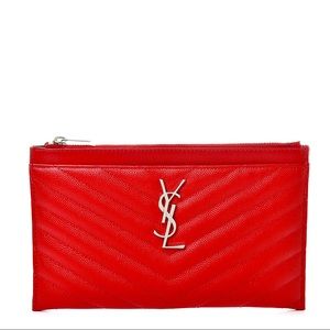 YSL Monogram Chevron Quilted Pouch Bag/Wallet